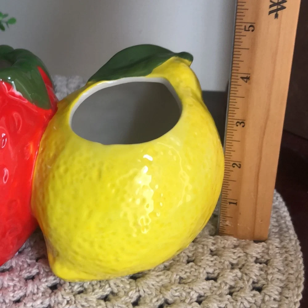 Fruit-Themed Ceramic Planter Pots Set - Orange, Red, Yellow